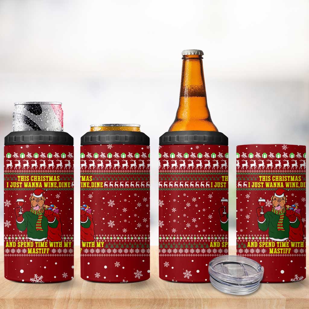 Spend Time With My Mastiff Christmas 4 in 1 Can Cooler Tumbler Xmas Holiday Patterns - Wonder Print Shop