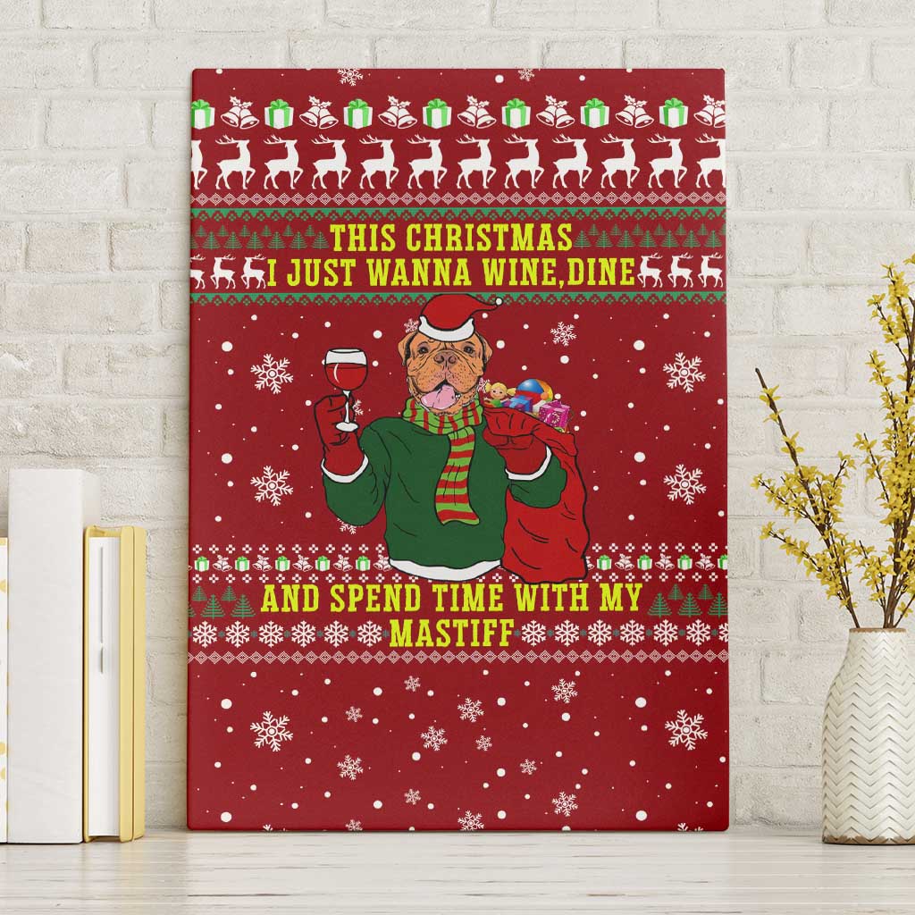 Spend Time With My Mastiff Christmas Canvas Wall Art Xmas Holiday Patterns - Wonder Print Shop