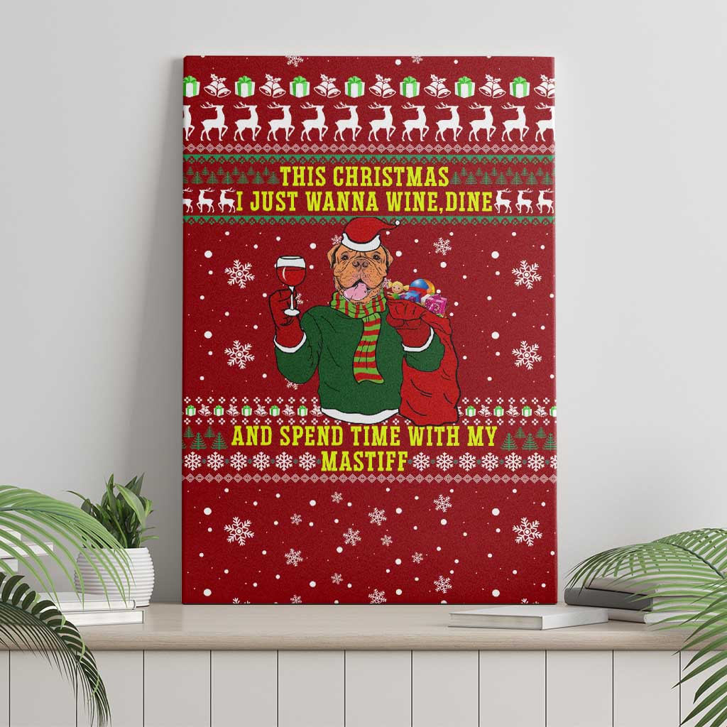 Spend Time With My Mastiff Christmas Canvas Wall Art Xmas Holiday Patterns - Wonder Print Shop