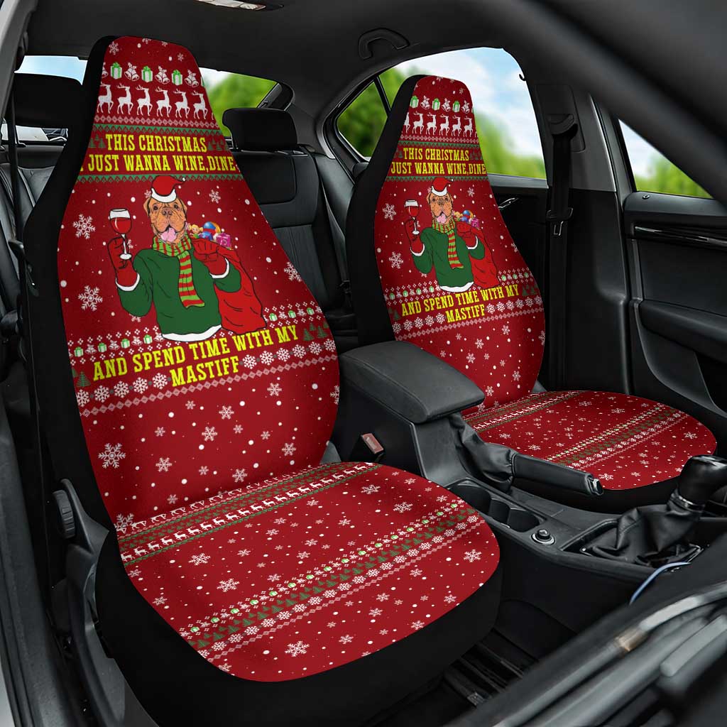 Spend Time With My Mastiff Christmas Car Seat Cover Xmas Holiday Patterns - Wonder Print Shop