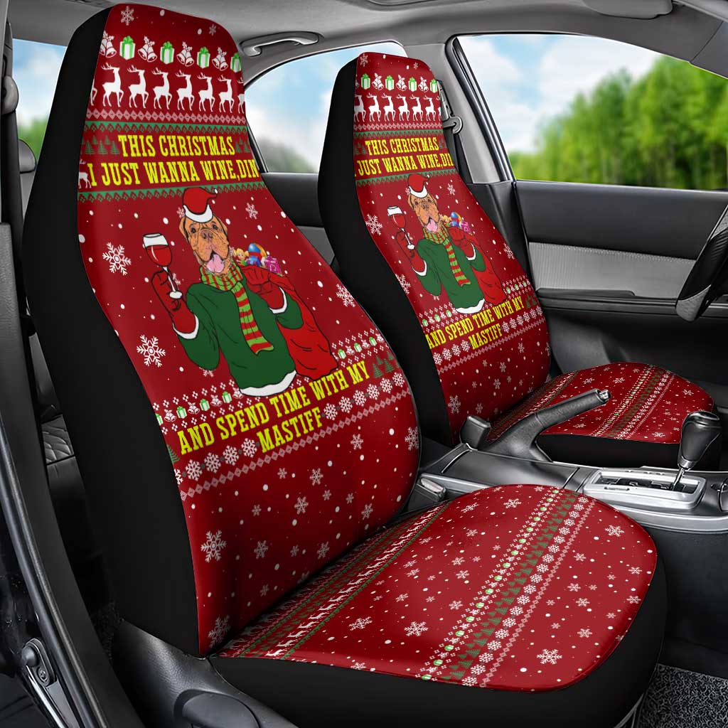 Spend Time With My Mastiff Christmas Car Seat Cover Xmas Holiday Patterns - Wonder Print Shop