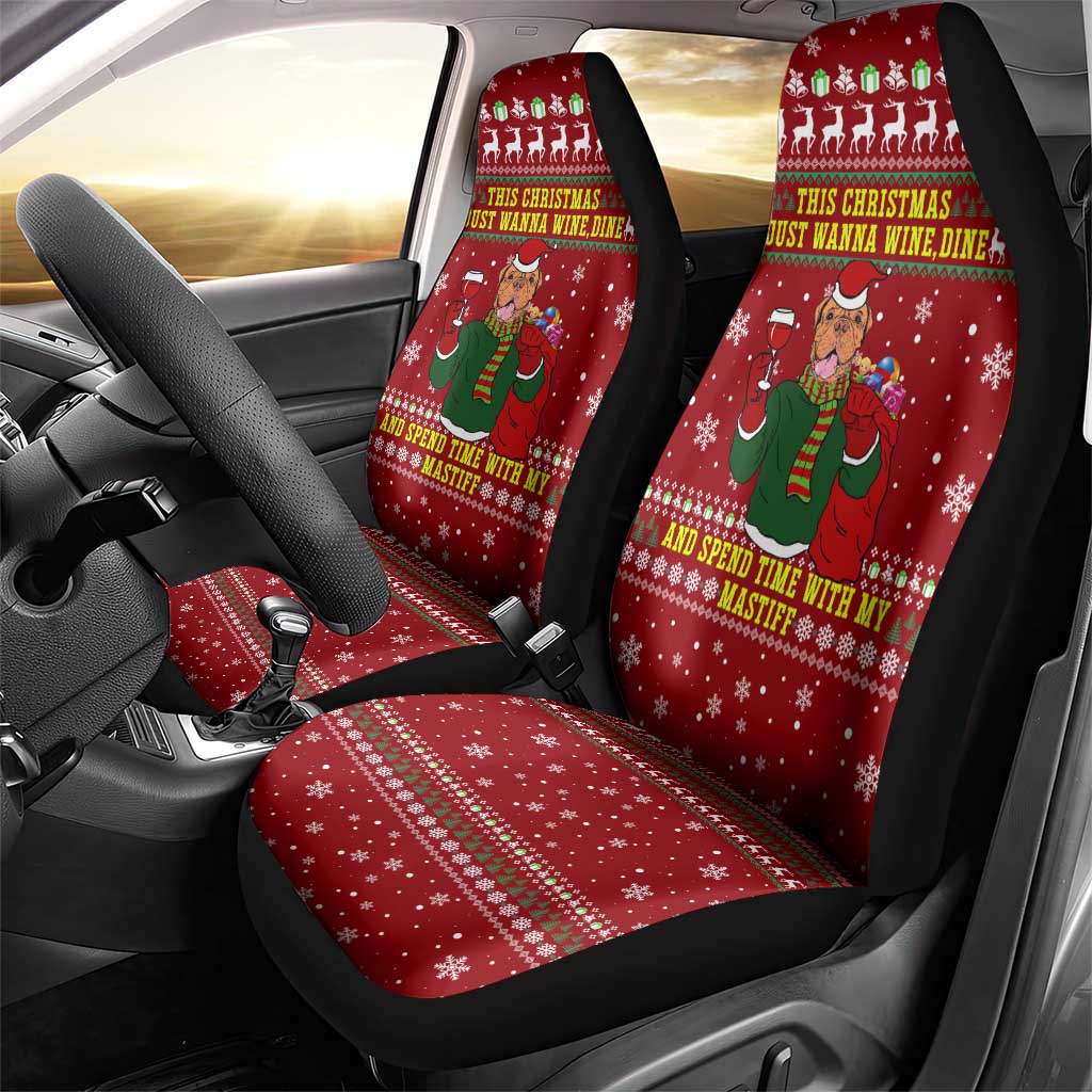 Spend Time With My Mastiff Christmas Car Seat Cover Xmas Holiday Patterns - Wonder Print Shop