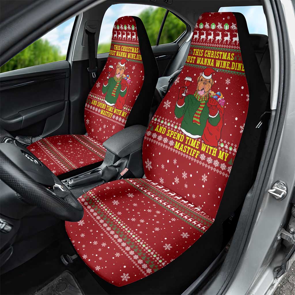 Spend Time With My Mastiff Christmas Car Seat Cover Xmas Holiday Patterns - Wonder Print Shop