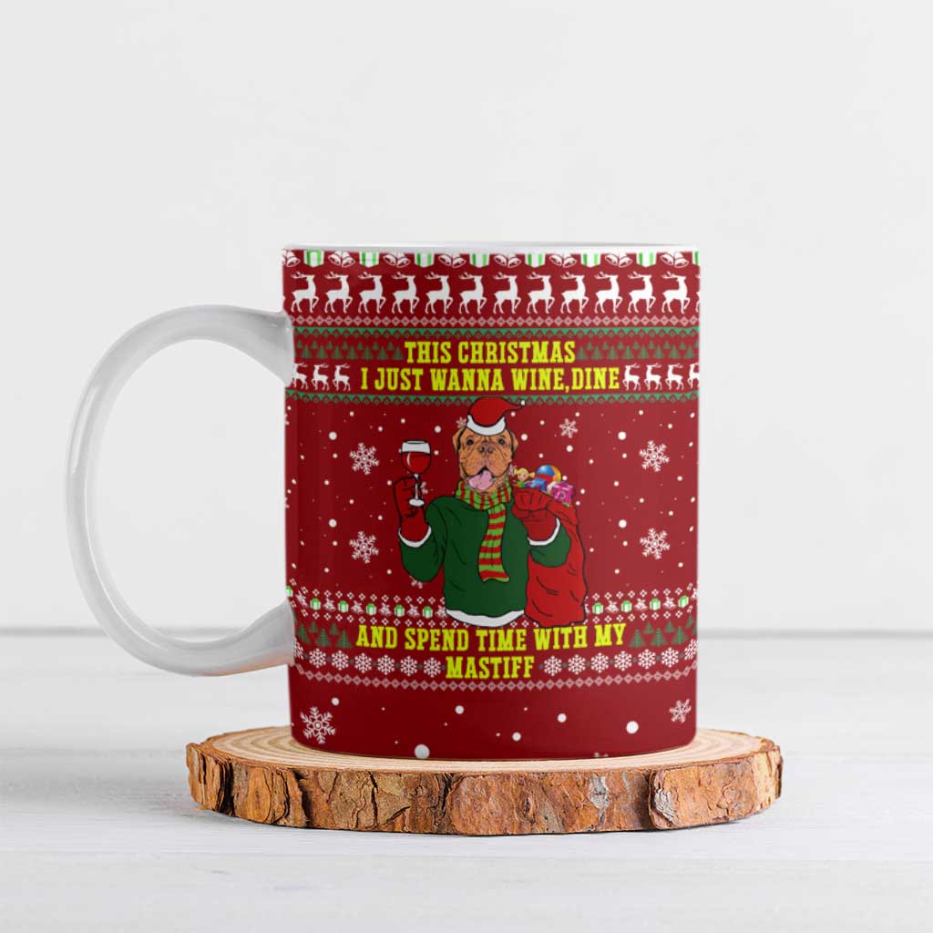 Spend Time With My Mastiff Christmas Ceramic Mug Xmas Holiday Patterns - Wonder Print Shop