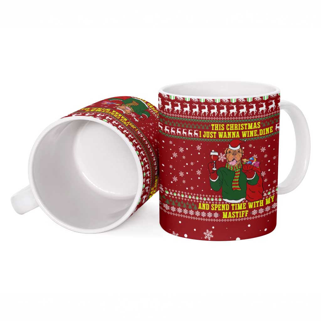 Spend Time With My Mastiff Christmas Ceramic Mug Xmas Holiday Patterns - Wonder Print Shop