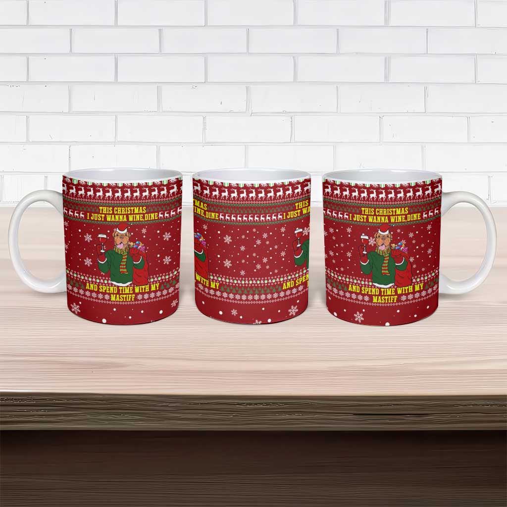 Spend Time With My Mastiff Christmas Ceramic Mug Xmas Holiday Patterns - Wonder Print Shop