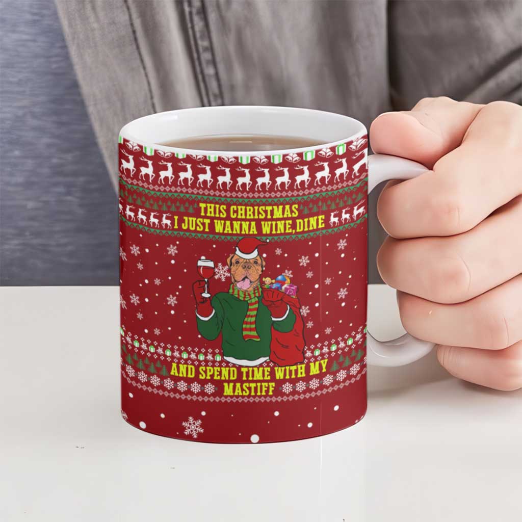 Spend Time With My Mastiff Christmas Ceramic Mug Xmas Holiday Patterns - Wonder Print Shop