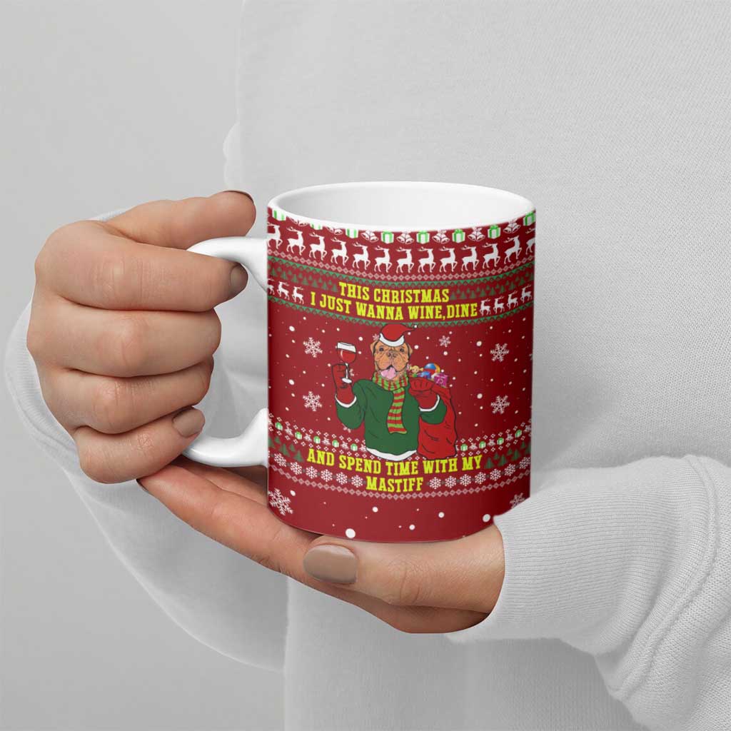 Spend Time With My Mastiff Christmas Ceramic Mug Xmas Holiday Patterns - Wonder Print Shop
