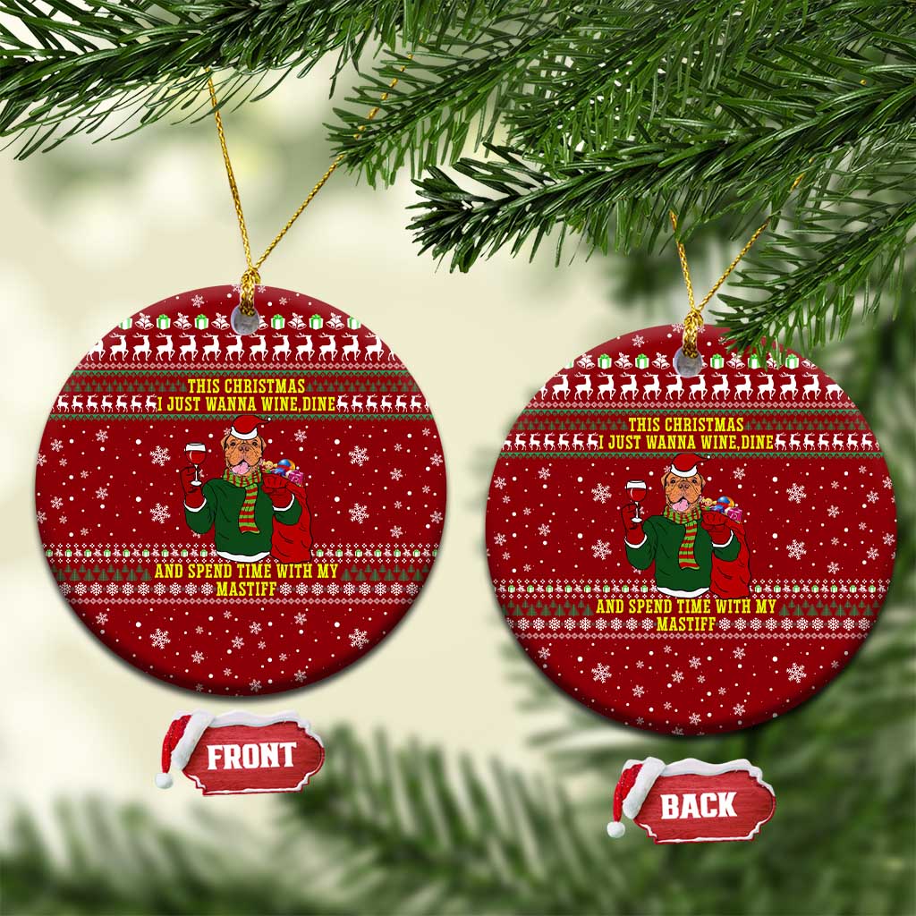 Spend Time With My Mastiff Christmas Ceramic Ornament Xmas Holiday Patterns - Wonder Print Shop