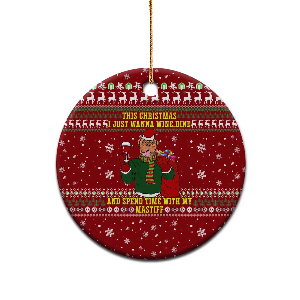 Spend Time With My Mastiff Christmas Ceramic Ornament Xmas Holiday Patterns - Wonder Print Shop