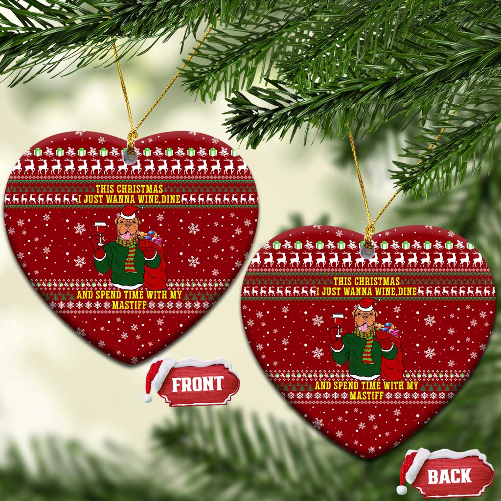 Spend Time With My Mastiff Christmas Ceramic Ornament Xmas Holiday Patterns - Wonder Print Shop