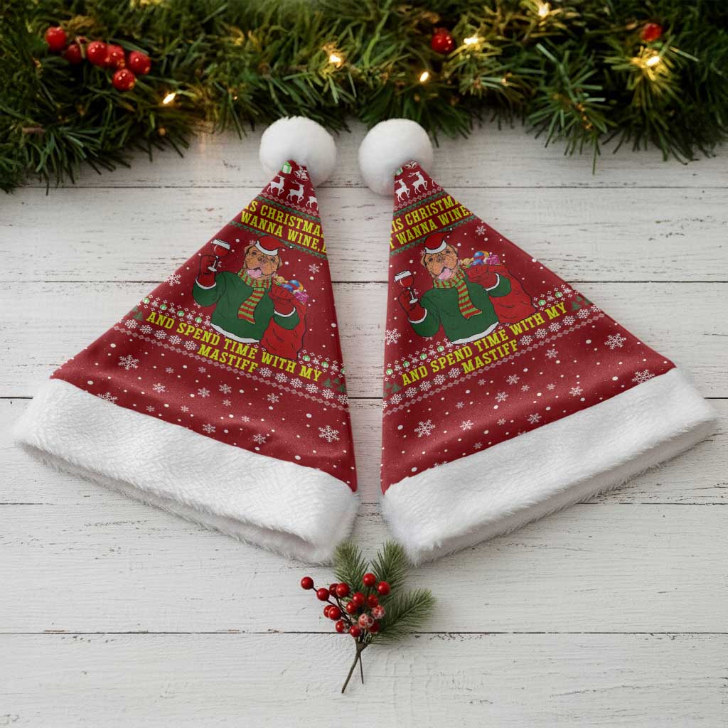 Spend Time With My Mastiff Christmas Santa Hat Xmas Holiday Patterns - Wonder Print Shop