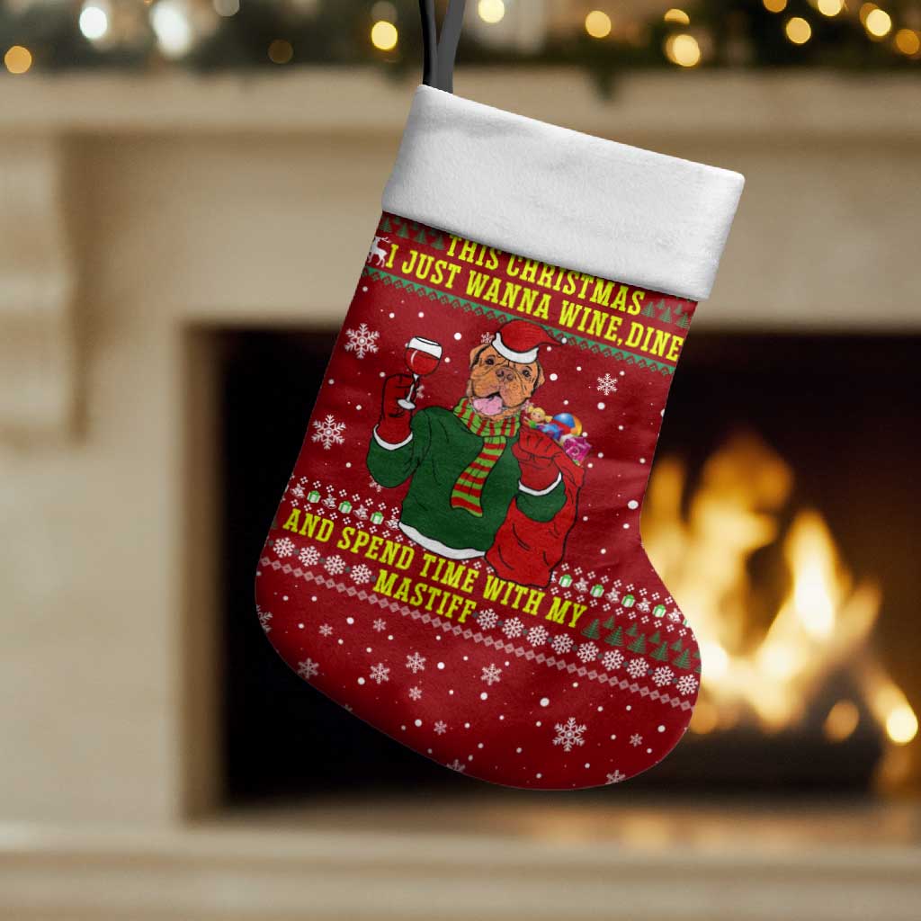 Spend Time With My Mastiff Christmas Stocking Xmas Holiday Patterns - Wonder Print Shop