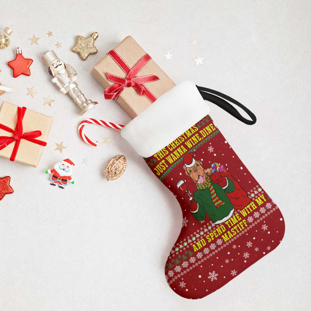 Spend Time With My Mastiff Christmas Stocking Xmas Holiday Patterns - Wonder Print Shop