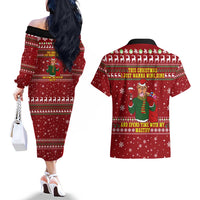 Spend Time With My Mastiff Christmas Couples Matching Off The Shoulder Long Sleeve Dress and Hawaiian Shirt Xmas Holiday Patterns - Wonder Print Shop