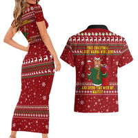 Spend Time With My Mastiff Christmas Couples Matching Short Sleeve Bodycon Dress and Hawaiian Shirt Xmas Holiday Patterns - Wonder Print Shop