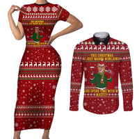 Spend Time With My Mastiff Christmas Couples Matching Short Sleeve Bodycon Dress and Long Sleeve Button Shirt Xmas Holiday Patterns - Wonder Print Shop