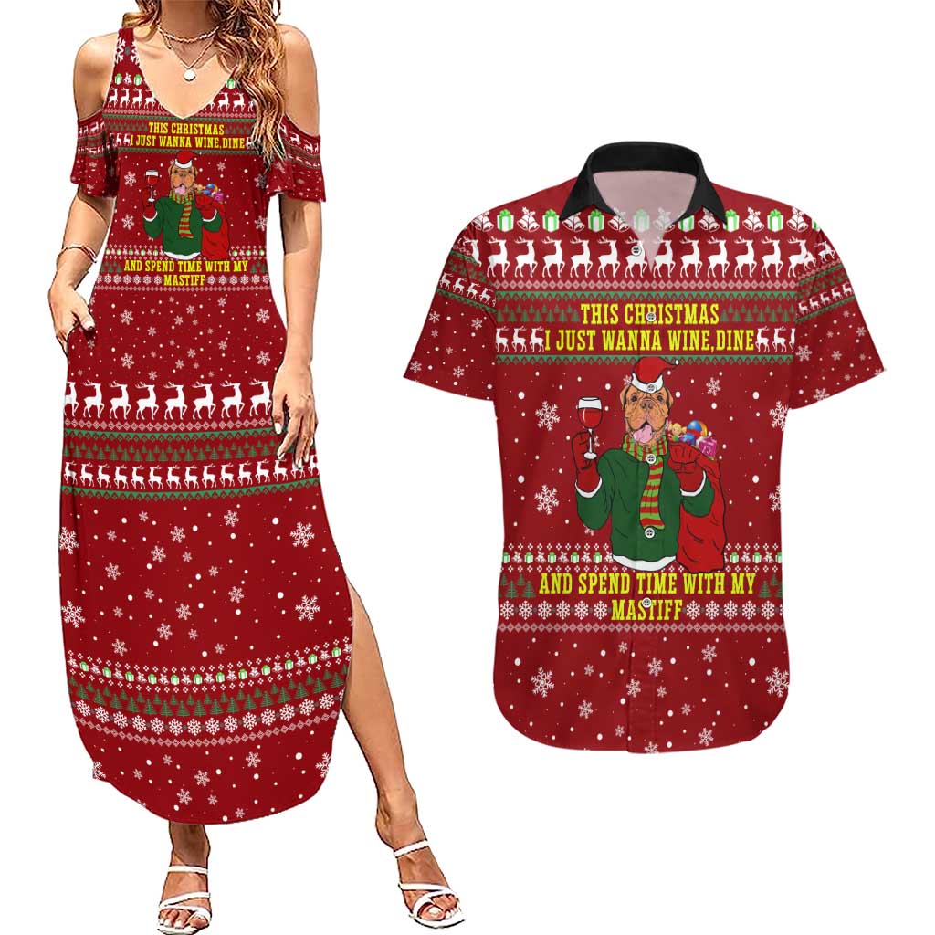 Spend Time With My Mastiff Christmas Couples Matching Summer Maxi Dress and Hawaiian Shirt Xmas Holiday Patterns - Wonder Print Shop