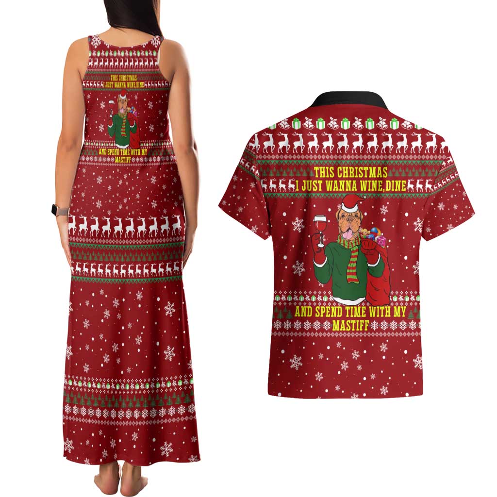 Spend Time With My Mastiff Christmas Couples Matching Tank Maxi Dress and Hawaiian Shirt Xmas Holiday Patterns - Wonder Print Shop