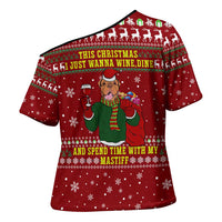 Spend Time With My Mastiff Christmas Cross Shoulder Shirt Xmas Holiday Patterns - Wonder Print Shop