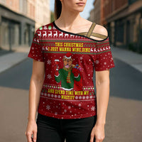 Spend Time With My Mastiff Christmas Cross Shoulder Shirt Xmas Holiday Patterns - Wonder Print Shop