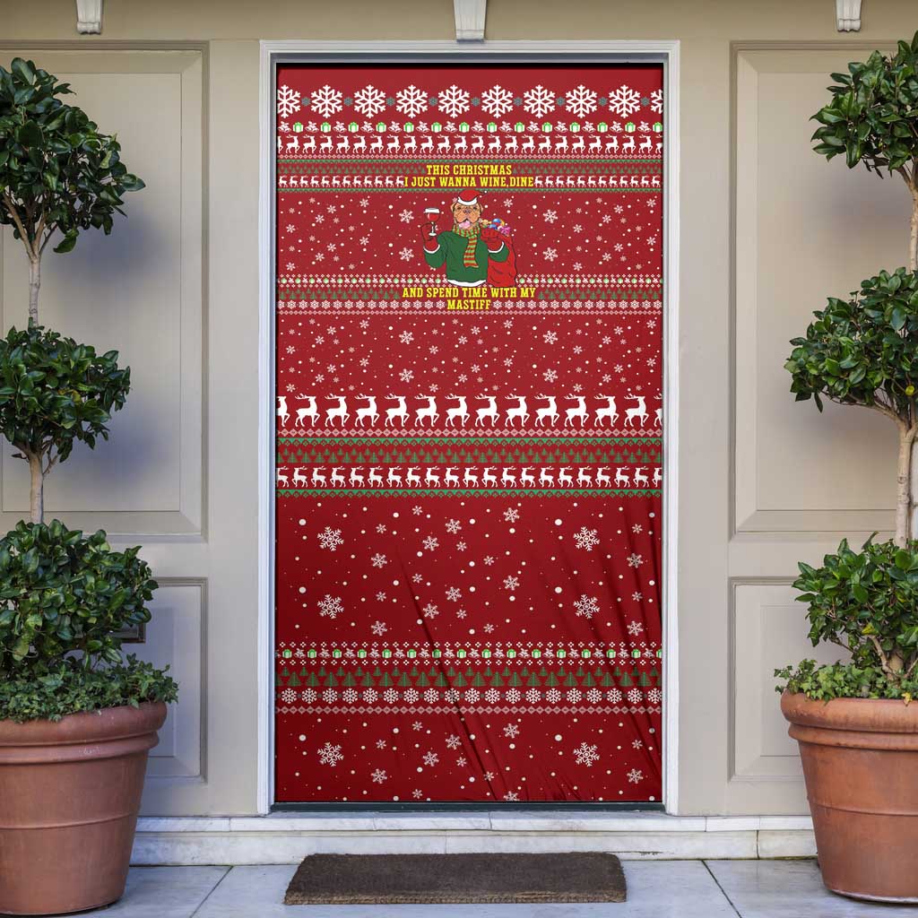 Spend Time With My Mastiff Christmas Door Cover Xmas Holiday Patterns - Wonder Print Shop