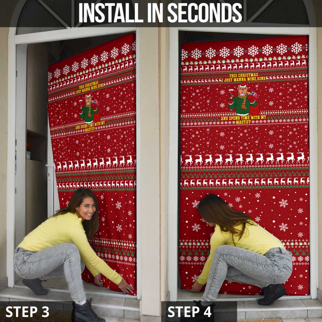 Spend Time With My Mastiff Christmas Door Cover Xmas Holiday Patterns - Wonder Print Shop