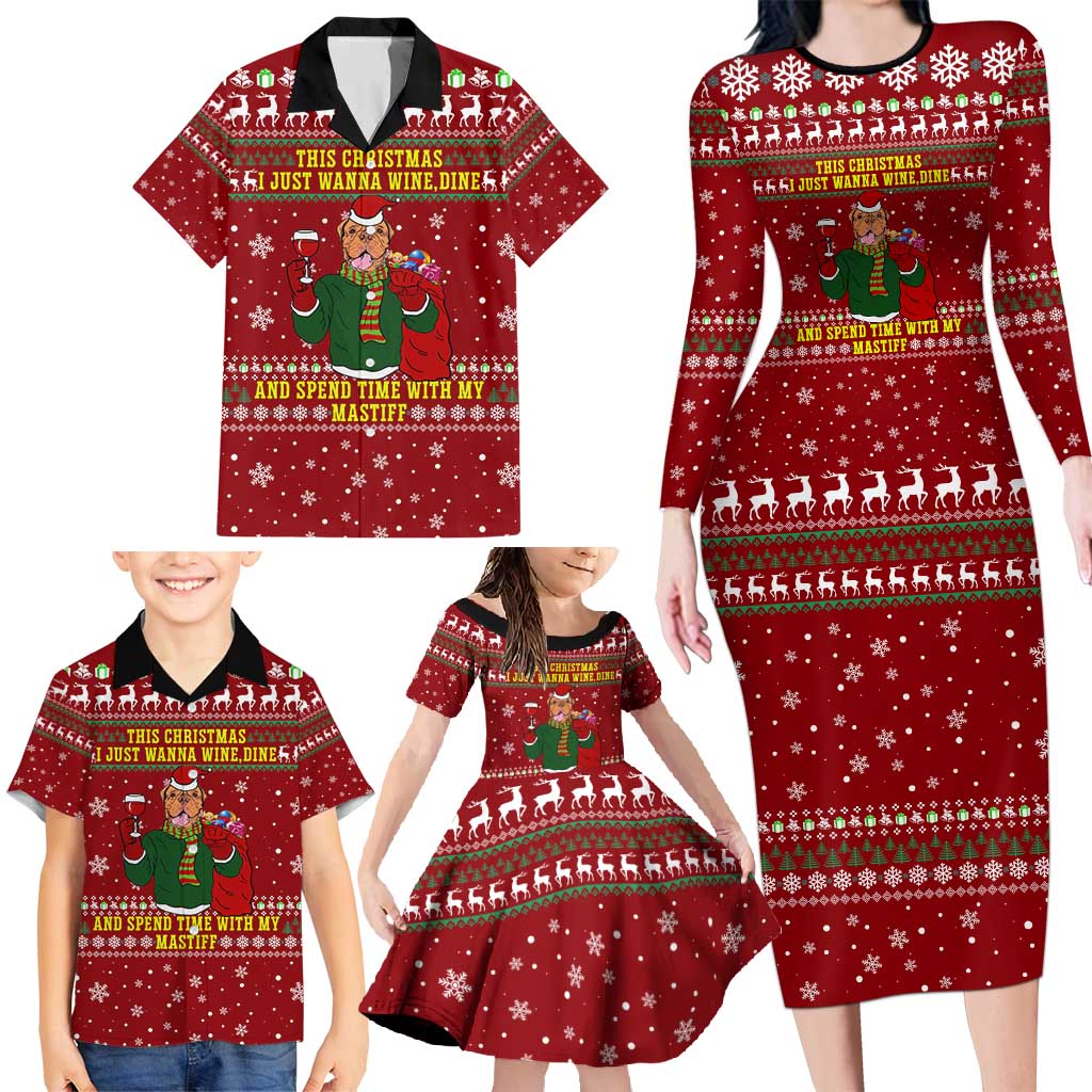 Spend Time With My Mastiff Christmas Family Matching Long Sleeve Bodycon Dress and Hawaiian Shirt Xmas Holiday Patterns - Wonder Print Shop