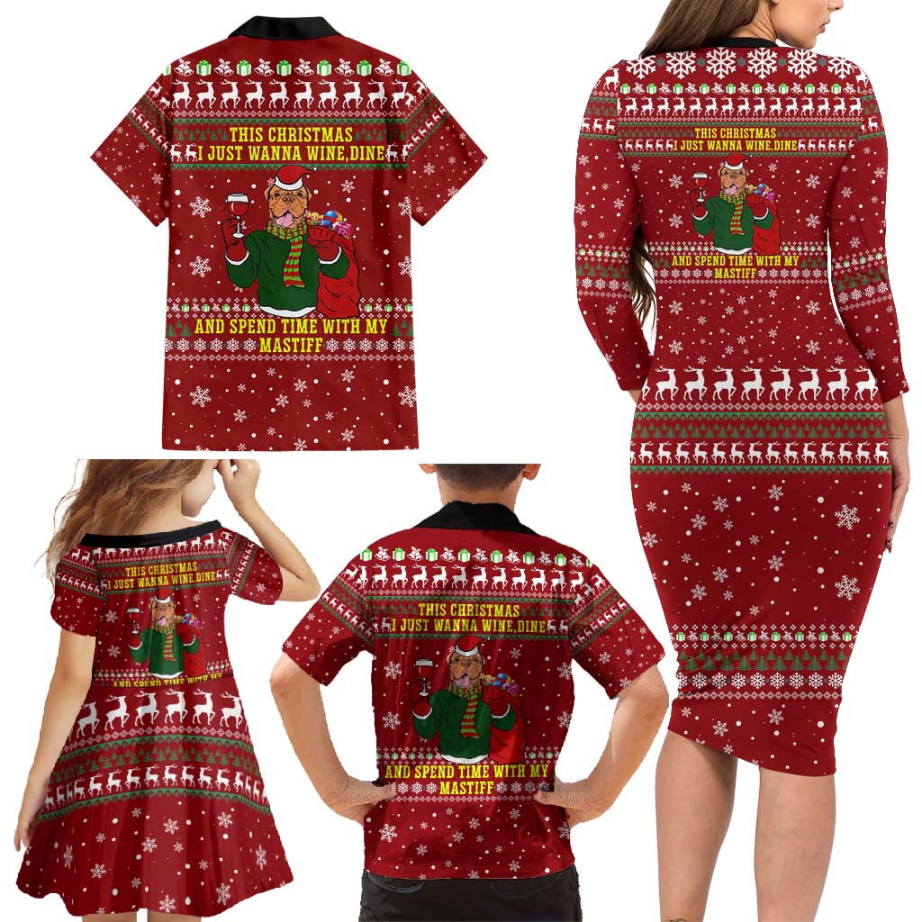 Spend Time With My Mastiff Christmas Family Matching Long Sleeve Bodycon Dress and Hawaiian Shirt Xmas Holiday Patterns - Wonder Print Shop