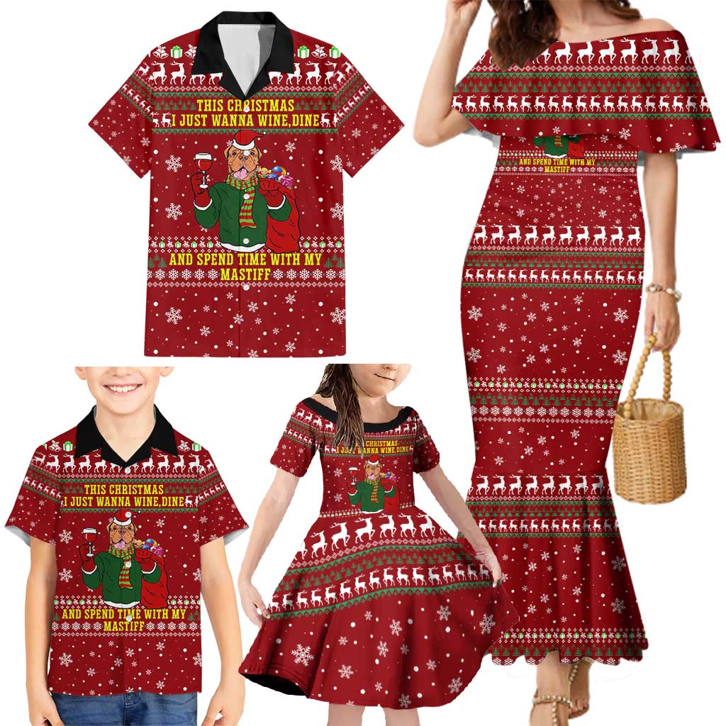 Spend Time With My Mastiff Christmas Family Matching Mermaid Dress and Hawaiian Shirt Xmas Holiday Patterns - Wonder Print Shop