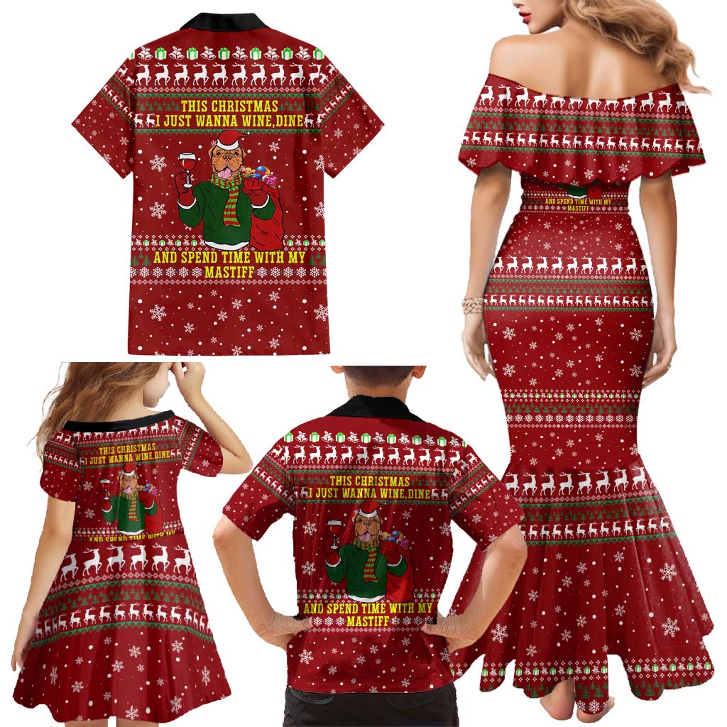 Spend Time With My Mastiff Christmas Family Matching Mermaid Dress and Hawaiian Shirt Xmas Holiday Patterns - Wonder Print Shop