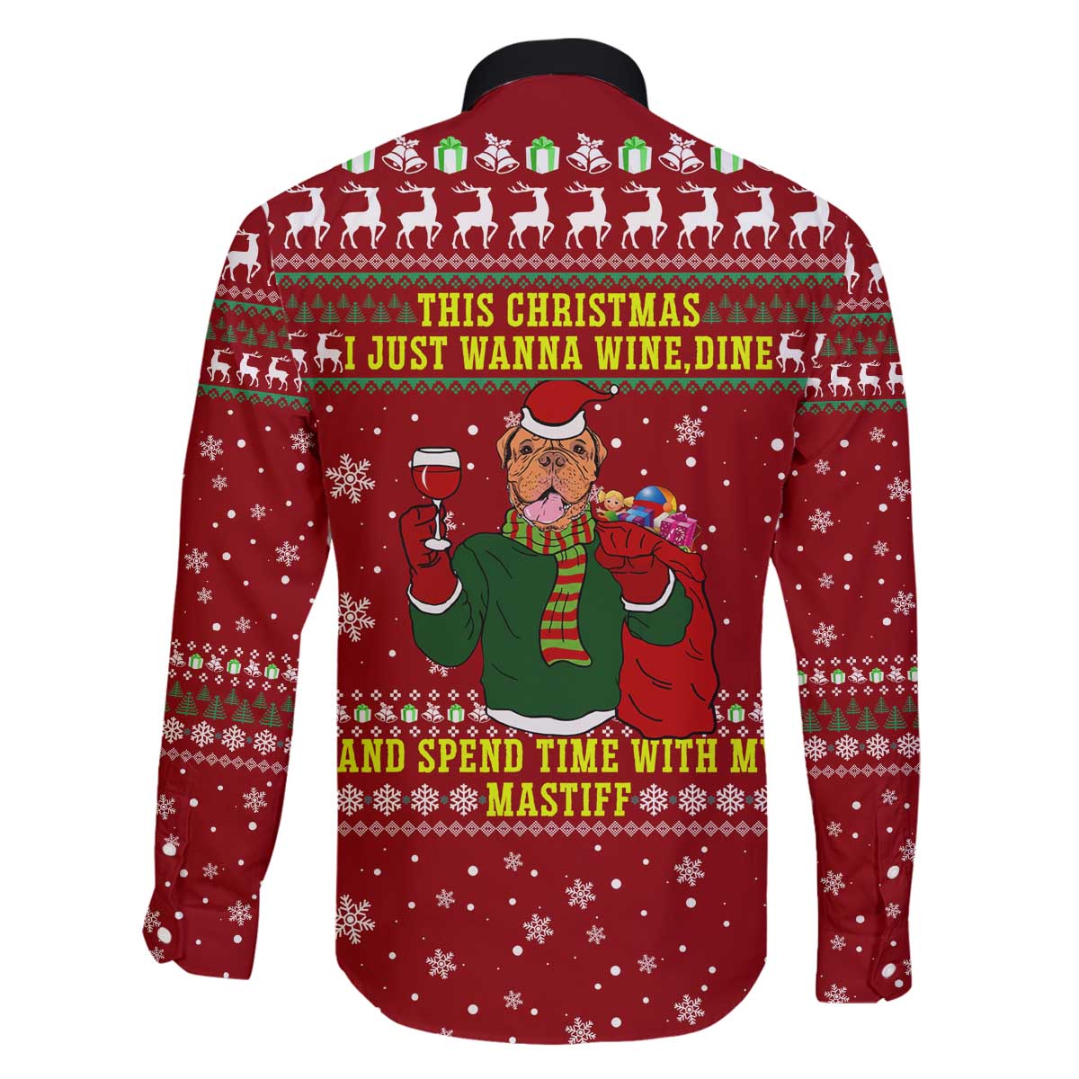 Spend Time With My Mastiff Christmas Family Matching Off The Shoulder Long Sleeve Dress and Hawaiian Shirt Xmas Holiday Patterns - Wonder Print Shop