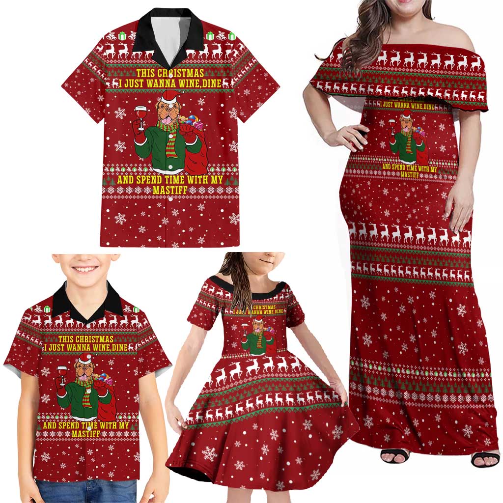 Spend Time With My Mastiff Christmas Family Matching Off Shoulder Maxi Dress and Hawaiian Shirt Xmas Holiday Patterns - Wonder Print Shop