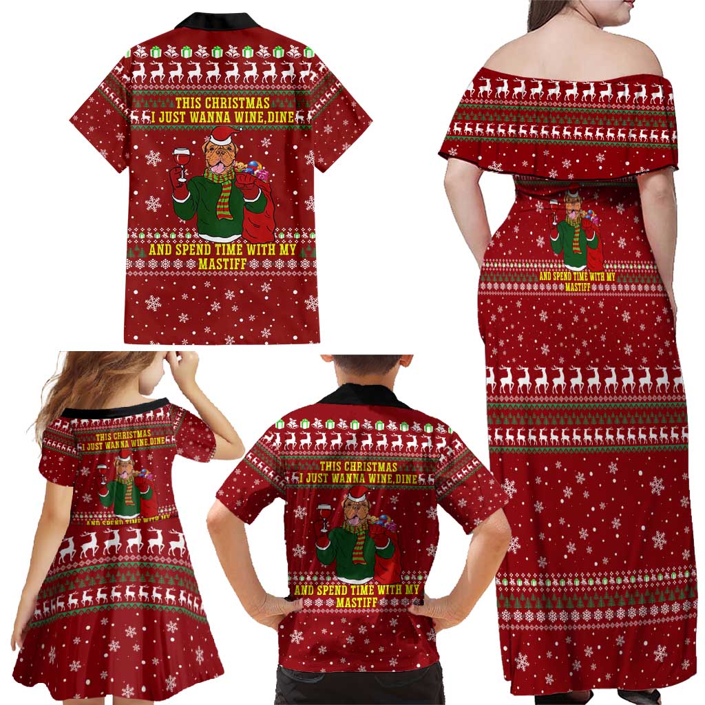 Spend Time With My Mastiff Christmas Family Matching Off Shoulder Maxi Dress and Hawaiian Shirt Xmas Holiday Patterns - Wonder Print Shop