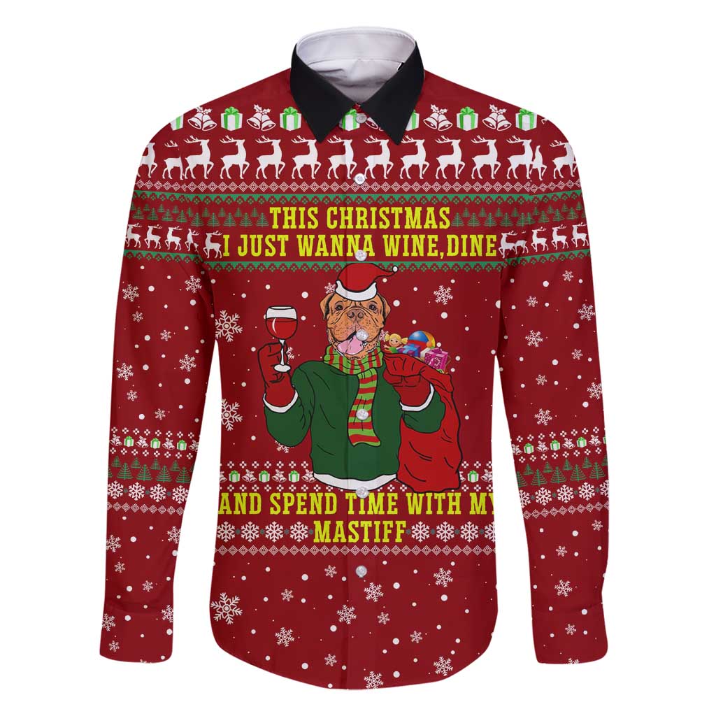 Spend Time With My Mastiff Christmas Family Matching Off Shoulder Short Dress and Hawaiian Shirt Xmas Holiday Patterns - Wonder Print Shop