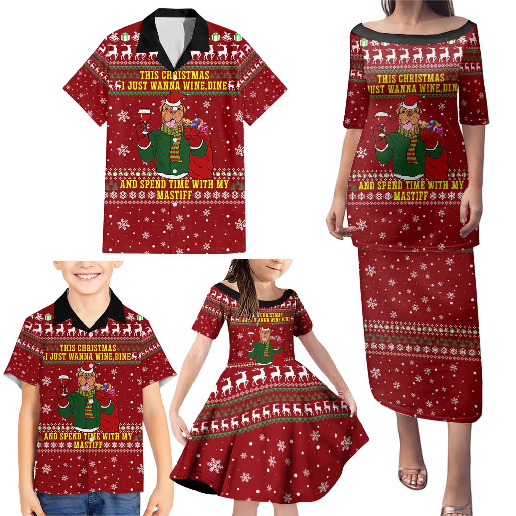 Spend Time With My Mastiff Christmas Family Matching Puletasi and Hawaiian Shirt Xmas Holiday Patterns - Wonder Print Shop