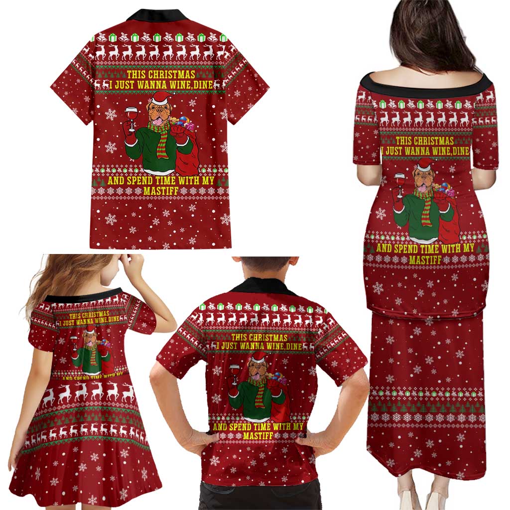 Spend Time With My Mastiff Christmas Family Matching Puletasi and Hawaiian Shirt Xmas Holiday Patterns - Wonder Print Shop