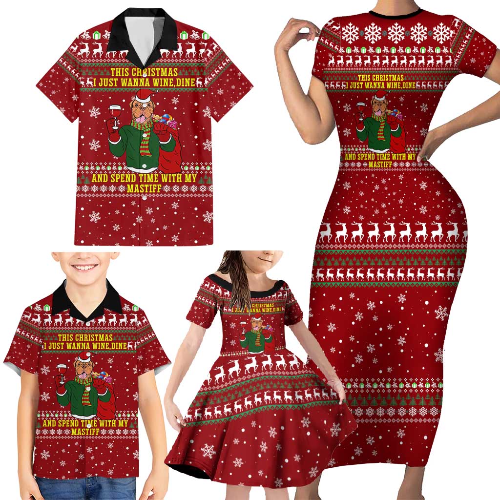 Spend Time With My Mastiff Christmas Family Matching Short Sleeve Bodycon Dress and Hawaiian Shirt Xmas Holiday Patterns - Wonder Print Shop
