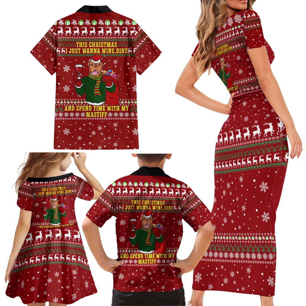 Spend Time With My Mastiff Christmas Family Matching Short Sleeve Bodycon Dress and Hawaiian Shirt Xmas Holiday Patterns - Wonder Print Shop