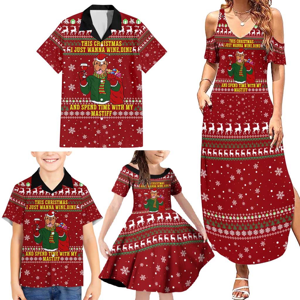 Spend Time With My Mastiff Christmas Family Matching Summer Maxi Dress and Hawaiian Shirt Xmas Holiday Patterns - Wonder Print Shop