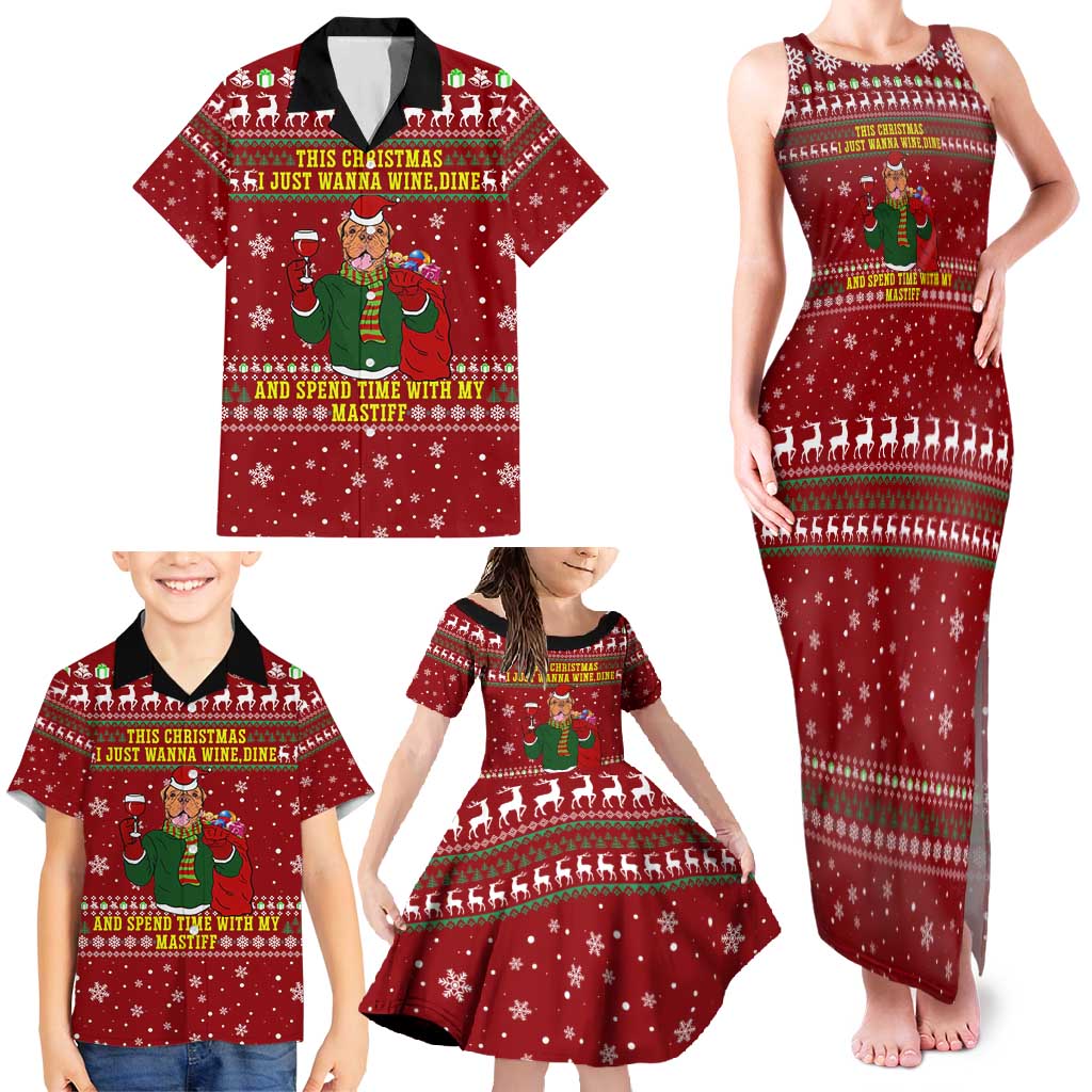 Spend Time With My Mastiff Christmas Family Matching Tank Maxi Dress and Hawaiian Shirt Xmas Holiday Patterns - Wonder Print Shop