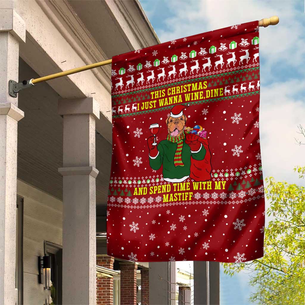Spend Time With My Mastiff Christmas Garden Flag Xmas Holiday Patterns - Wonder Print Shop