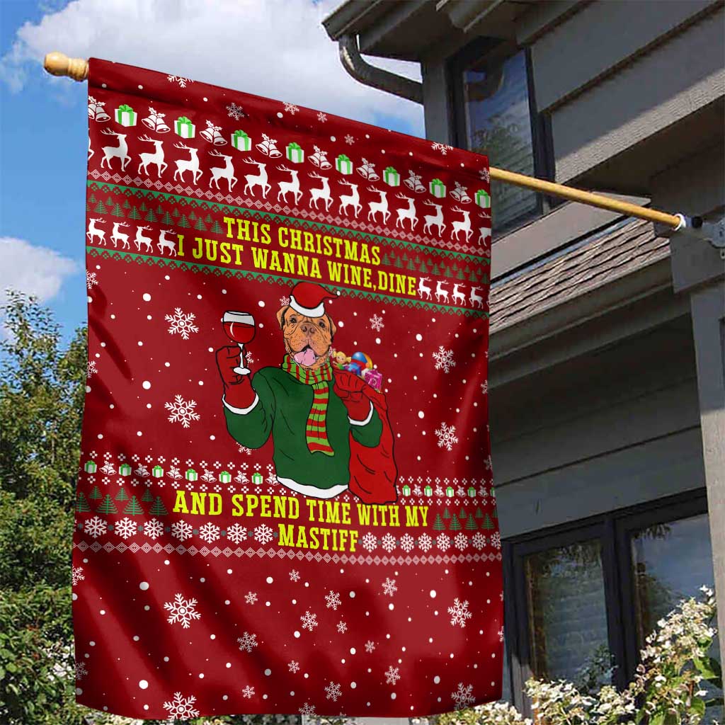 Spend Time With My Mastiff Christmas Garden Flag Xmas Holiday Patterns - Wonder Print Shop