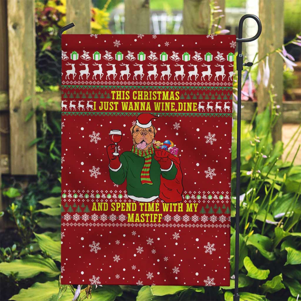 Spend Time With My Mastiff Christmas Garden Flag Xmas Holiday Patterns - Wonder Print Shop