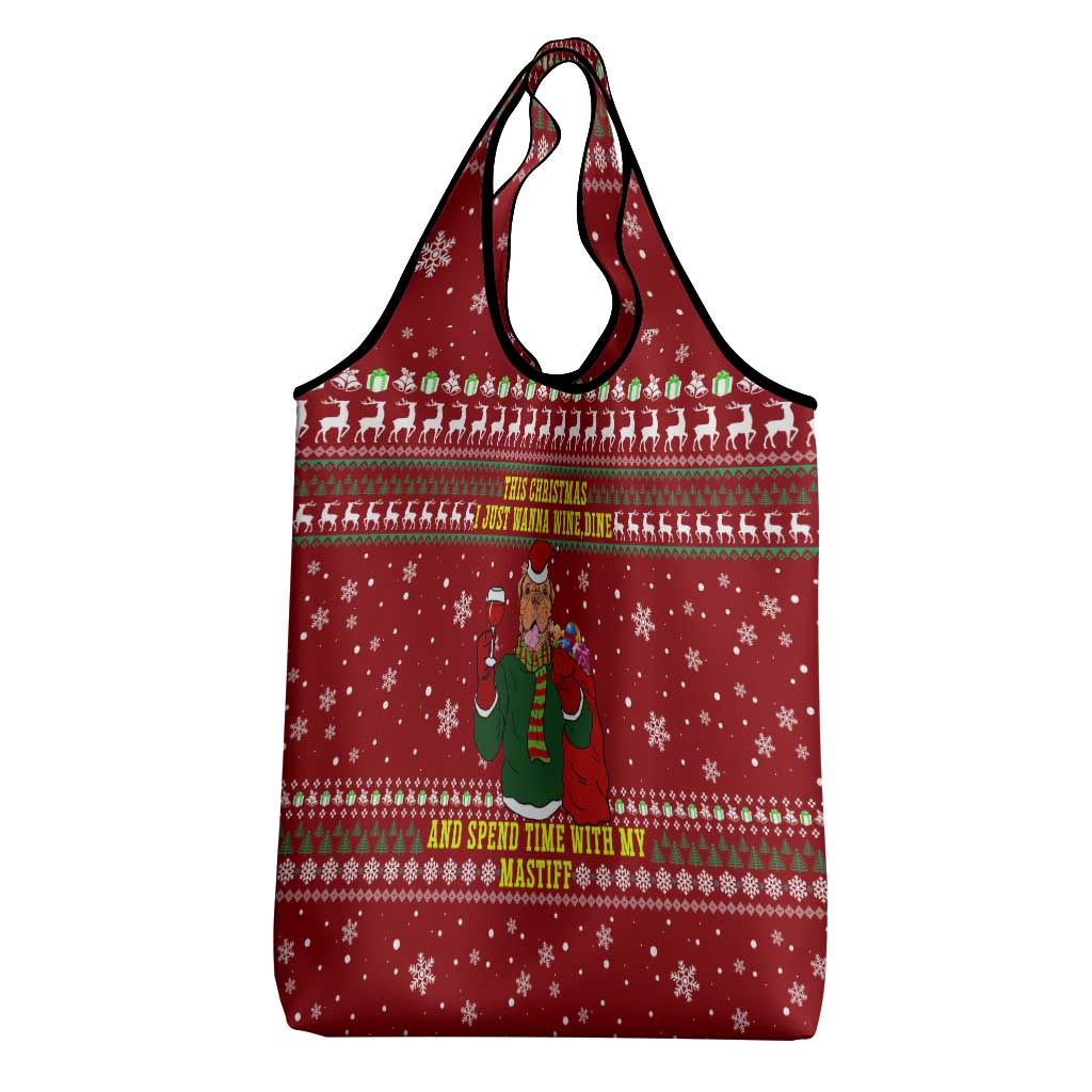 Spend Time With My Mastiff Christmas Grocery Bag Xmas Holiday Patterns - Wonder Print Shop