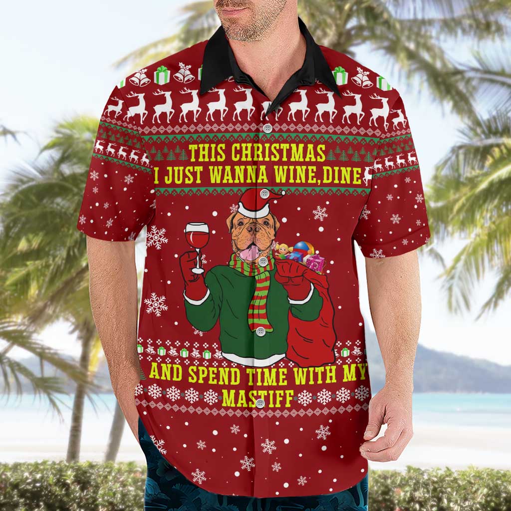 Spend Time With My Mastiff Christmas Hawaiian Shirt Xmas Holiday Patterns - Wonder Print Shop