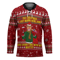 Spend Time With My Mastiff Christmas Hockey Jersey Xmas Holiday Patterns - Wonder Print Shop