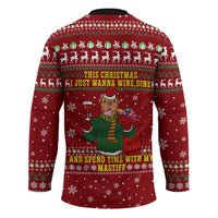 Spend Time With My Mastiff Christmas Hockey Jersey Xmas Holiday Patterns - Wonder Print Shop