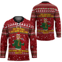 Spend Time With My Mastiff Christmas Hockey Jersey Xmas Holiday Patterns - Wonder Print Shop