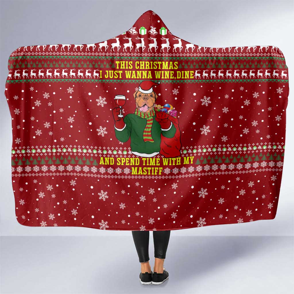 Spend Time With My Mastiff Christmas Hooded Blanket Xmas Holiday Patterns - Wonder Print Shop